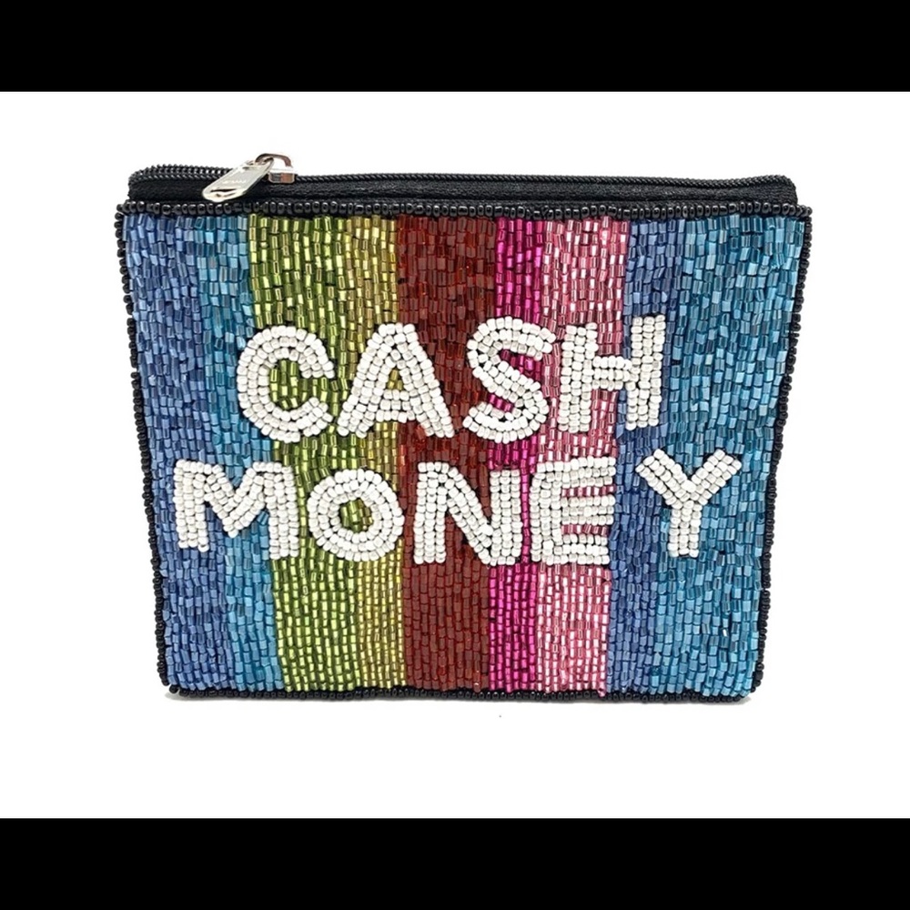 cash money beaded coin purse